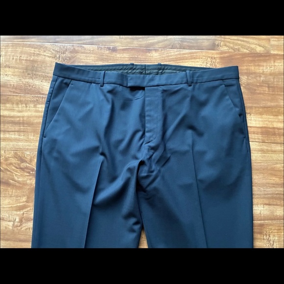 Theory Mens Navy Blue Flat Front Trouser Dressy Suit Pants Bottom Pockets Sz 40 - Picture 4 of 16